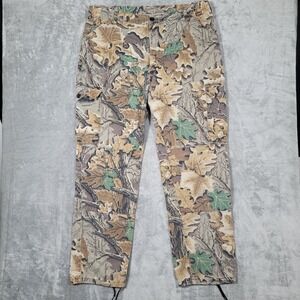 Walls Cargo Pants Mens XL 40x32 Brown Advantage Camo Leaf Print Hunting USA Made